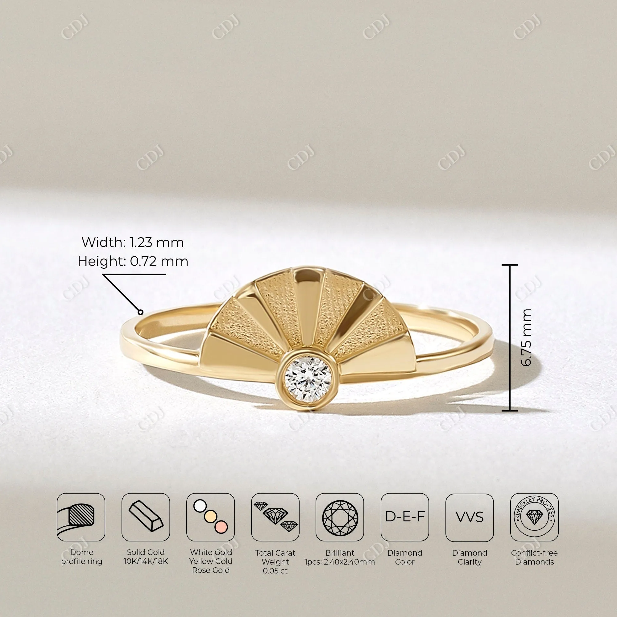 0.05CTW Round Lab Grown Diamond Sunshine Boho Ring
