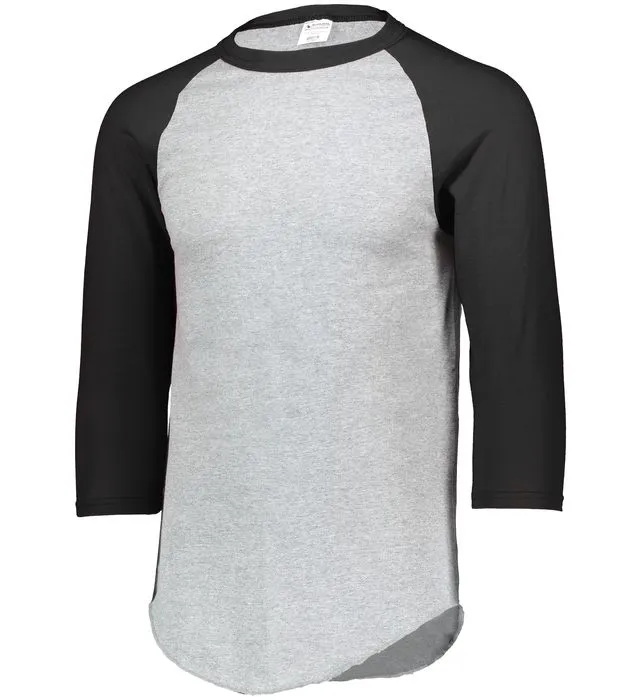 Augusta 2.0 Athletic Heather/Black 3/4 Sleeve Adult Baseball Tee