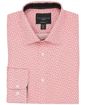 Calabrum Men's Regular Fit Performance Dress Shirt Red Size S