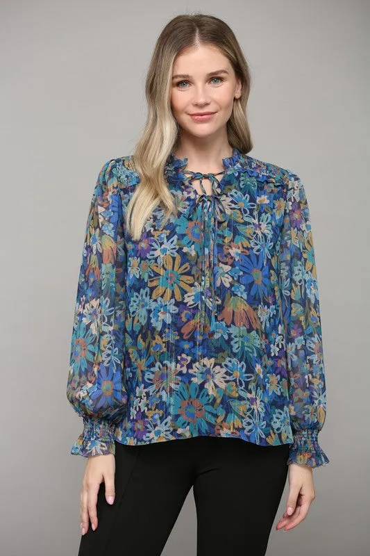 Crinkle Lurex Chiffon Top