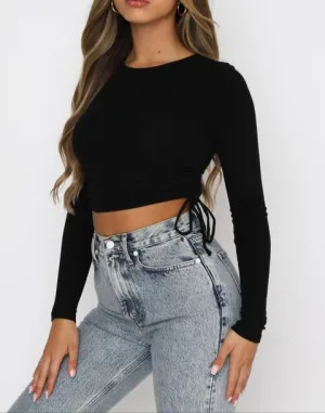 Fashion Drawstring Cropped T-Shirt