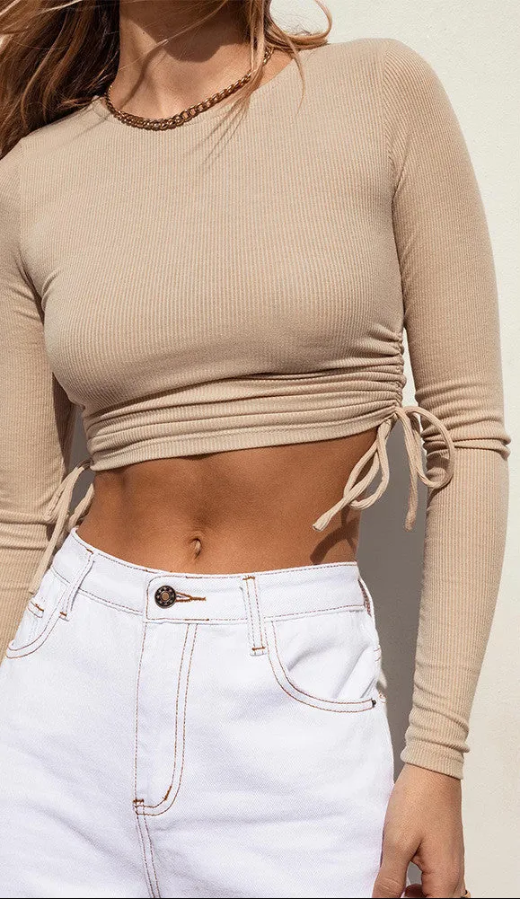 Fashion Drawstring Cropped T-Shirt