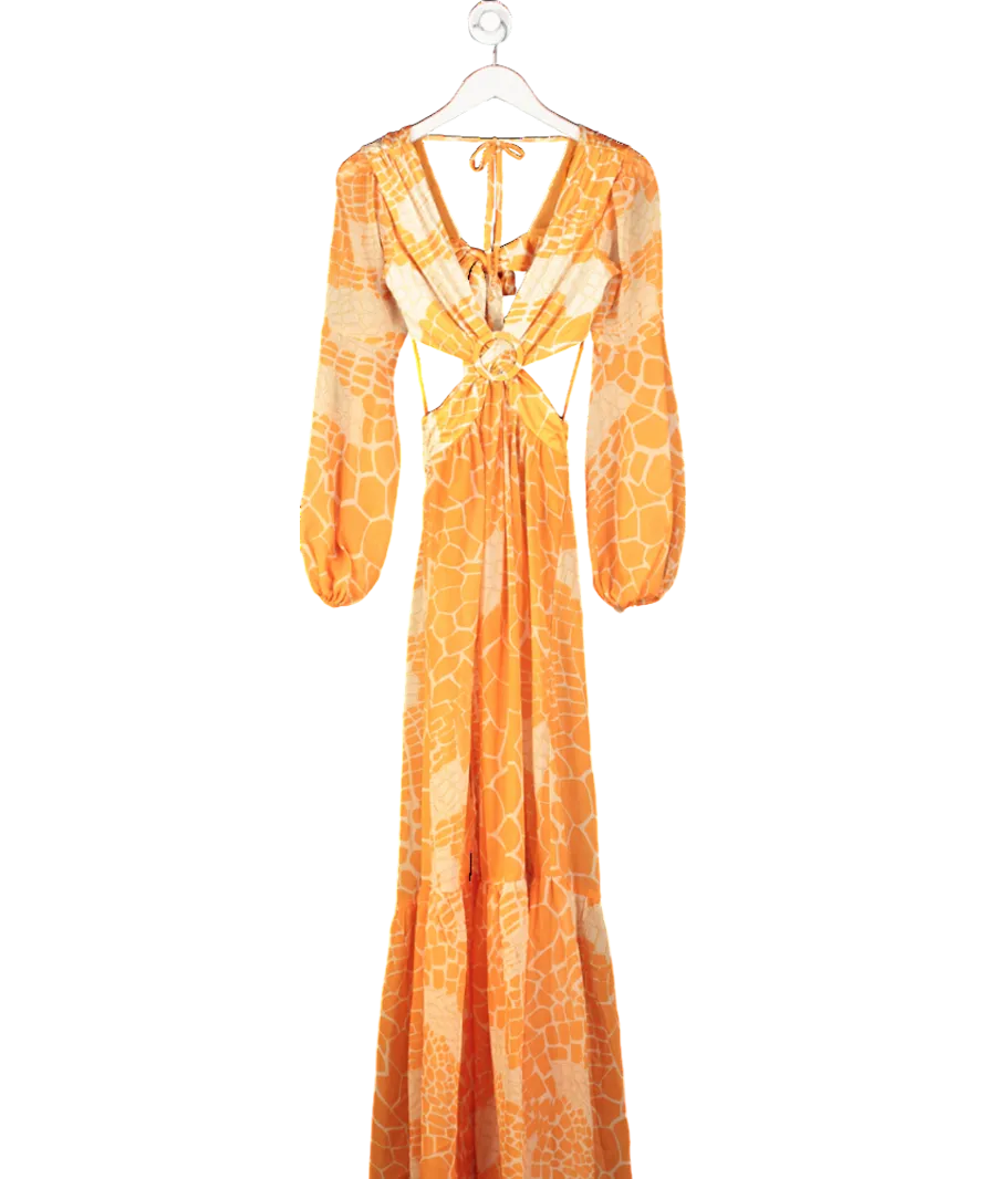 Fashion Nova Orange Somewhere In The Sun Maxi Dress UK XS