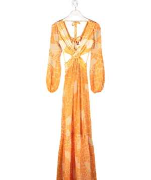 Fashion Nova Orange Somewhere In The Sun Maxi Dress UK XS