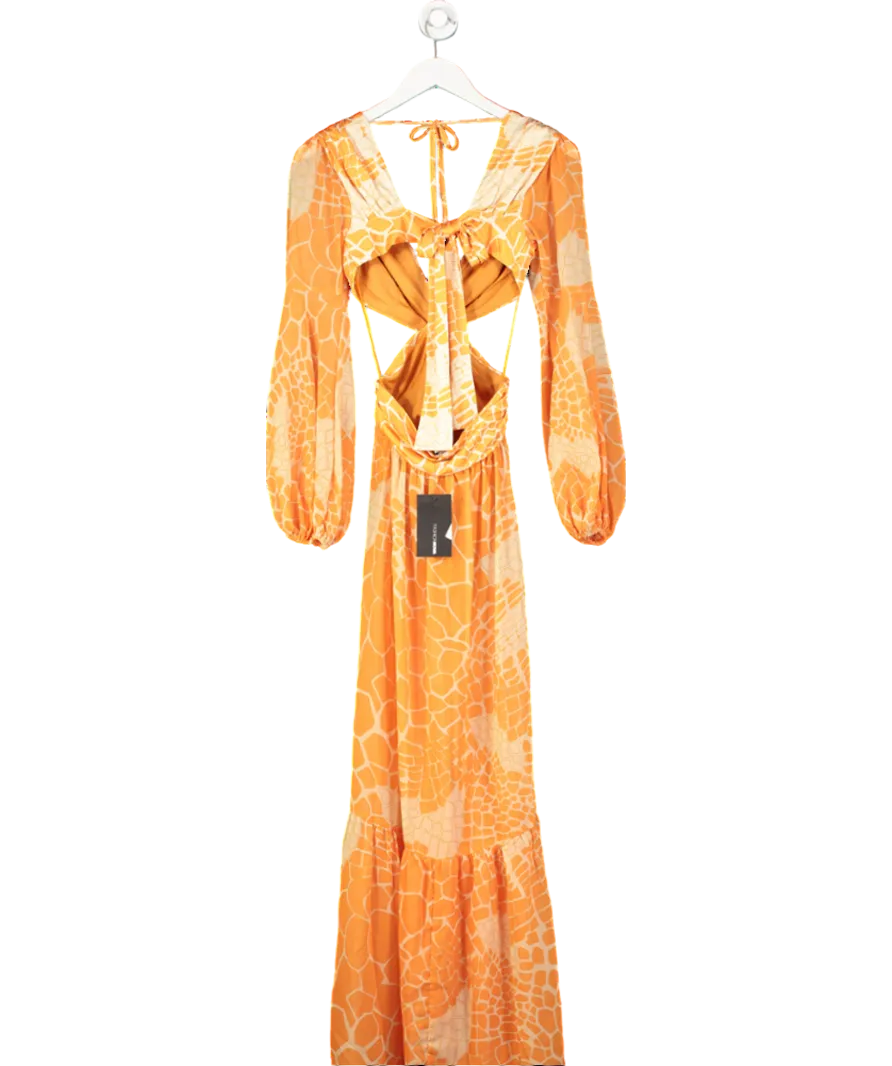 Fashion Nova Orange Somewhere In The Sun Maxi Dress UK XS