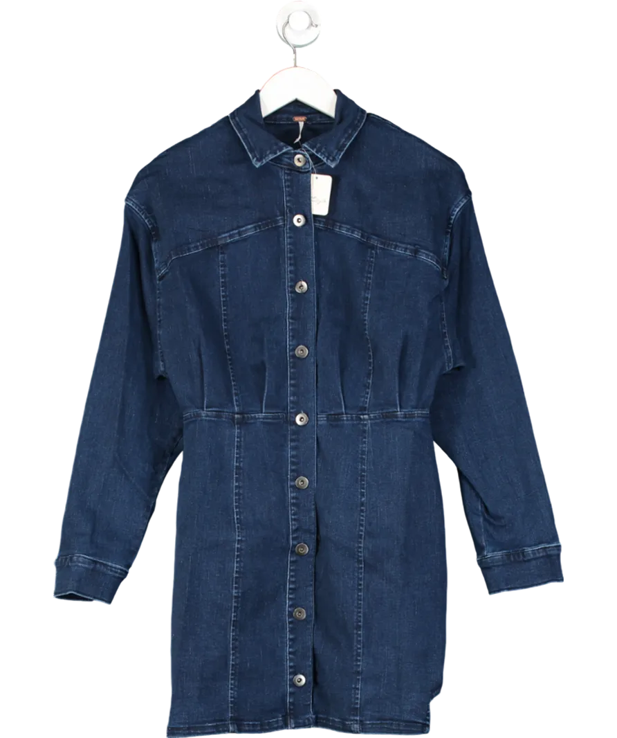 Free People Blue Amber Denim Dress UK 6