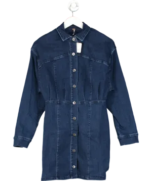 Free People Blue Amber Denim Dress UK 6