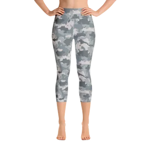 Grey Camo Capri Yoga Pants