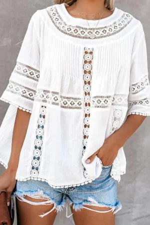 Hollow Half Sleeve Loose Blouse