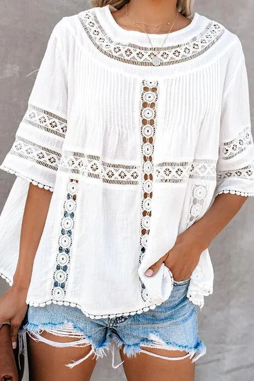 Hollow Half Sleeve Loose Blouse