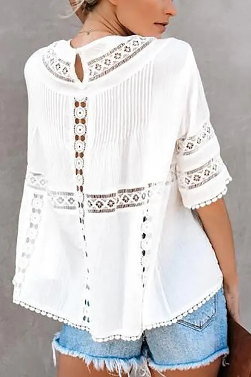 Hollow Half Sleeve Loose Blouse