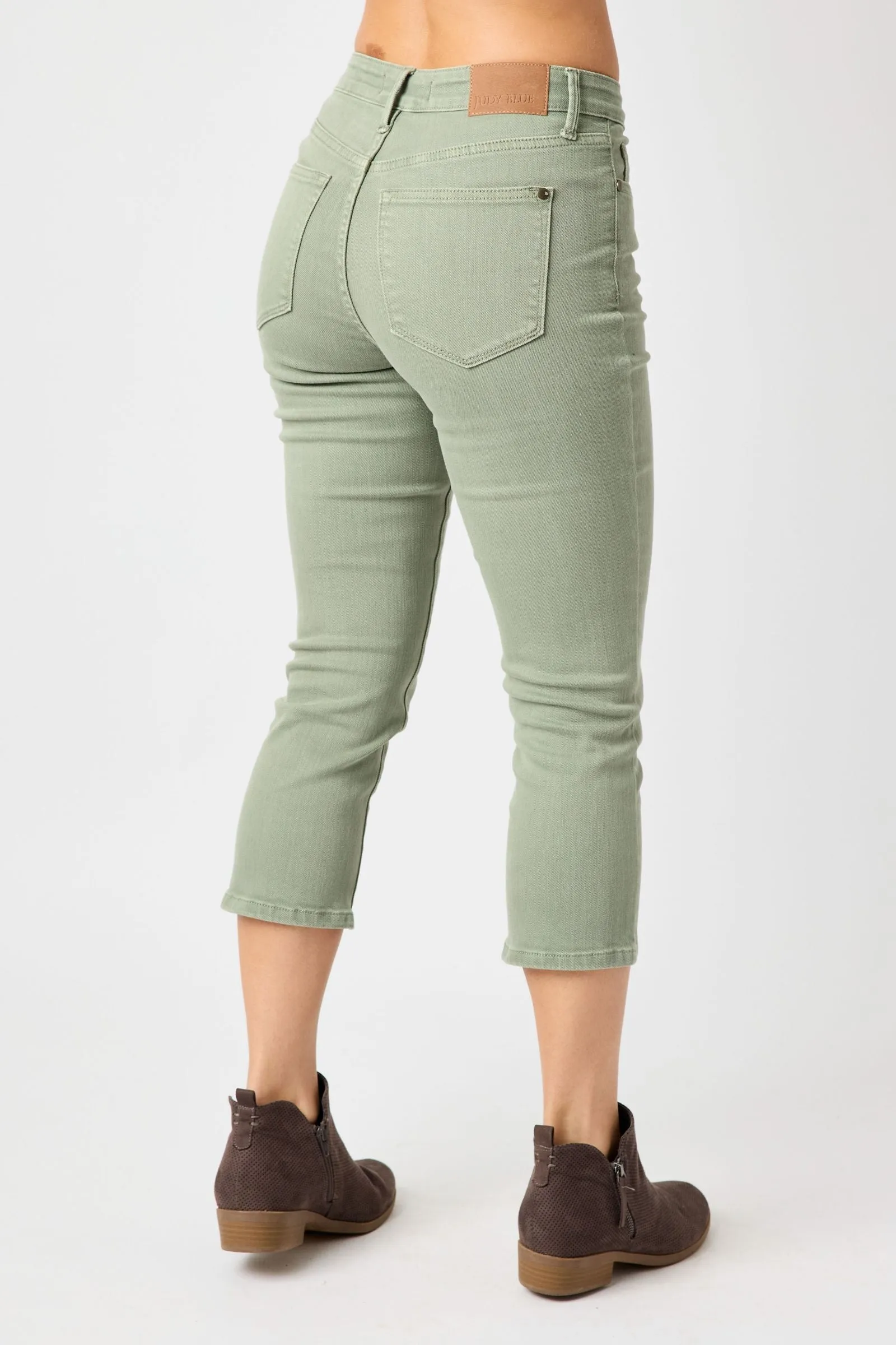 Judy Blue Sage High Rise Garment Dyed Capri