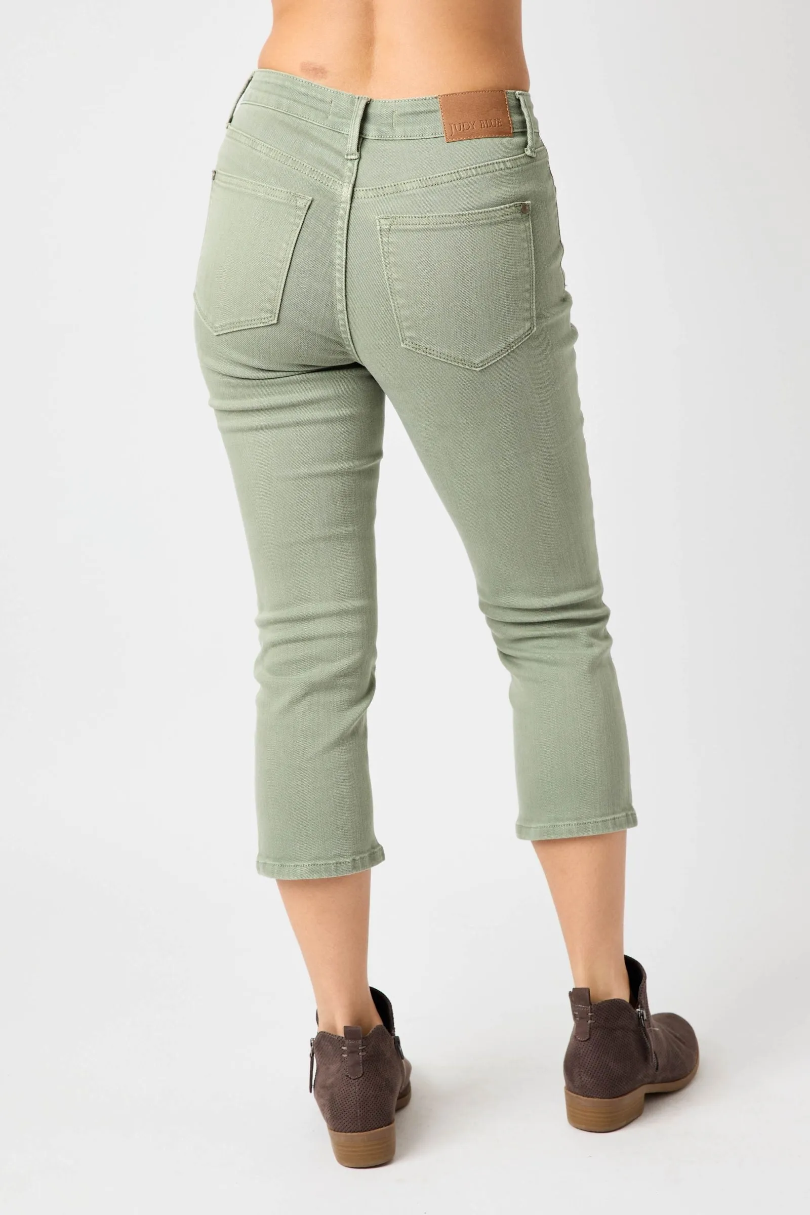 Judy Blue Sage High Rise Garment Dyed Capri
