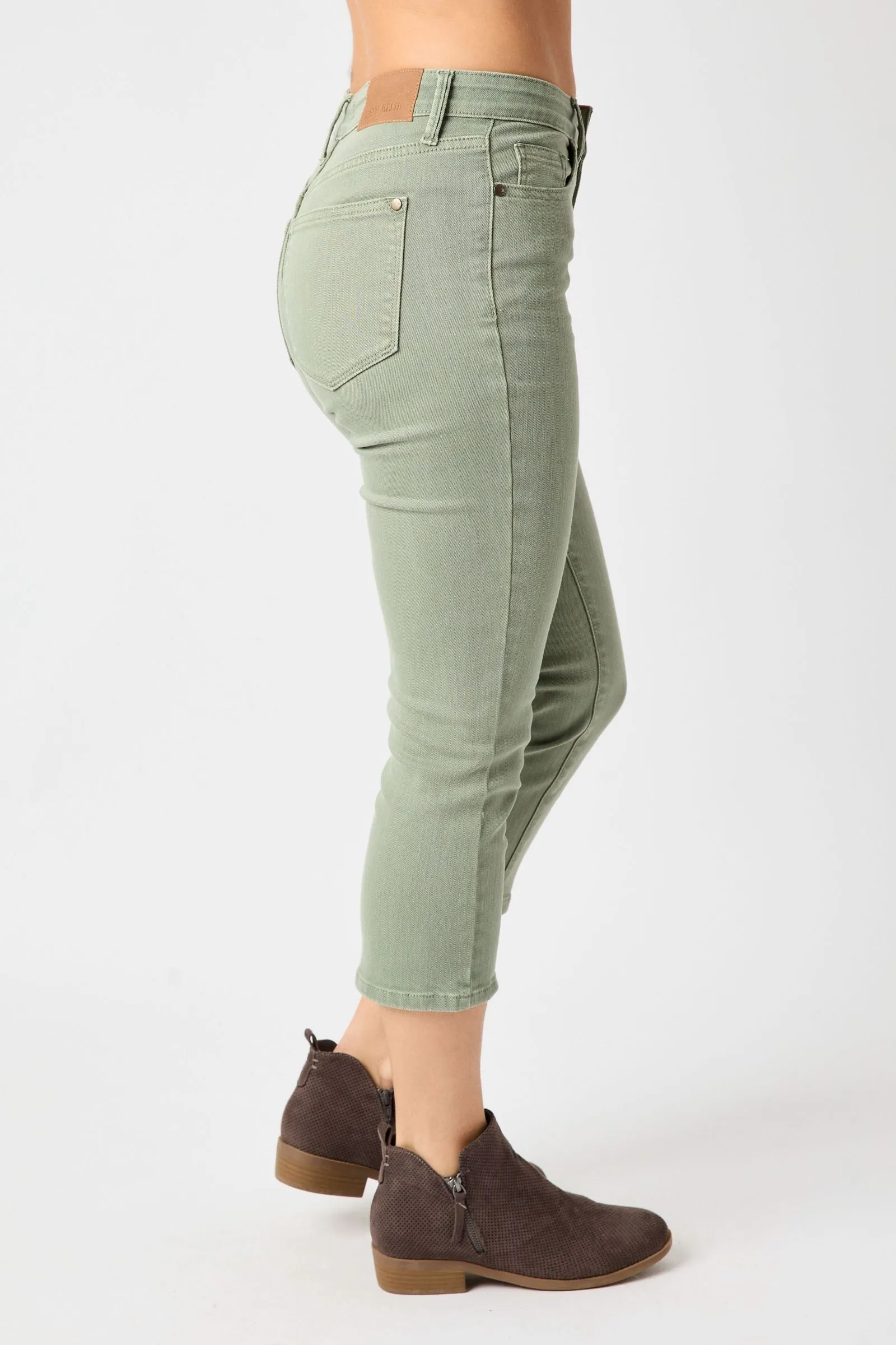 Judy Blue Sage High Rise Garment Dyed Capri