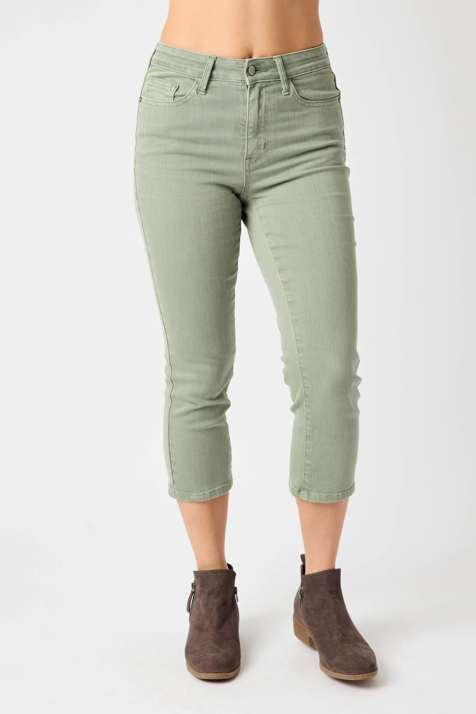 Judy Blue Sage High Rise Garment Dyed Capri