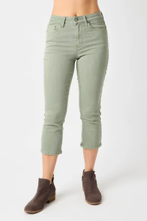 Judy Blue Sage High Rise Garment Dyed Capri