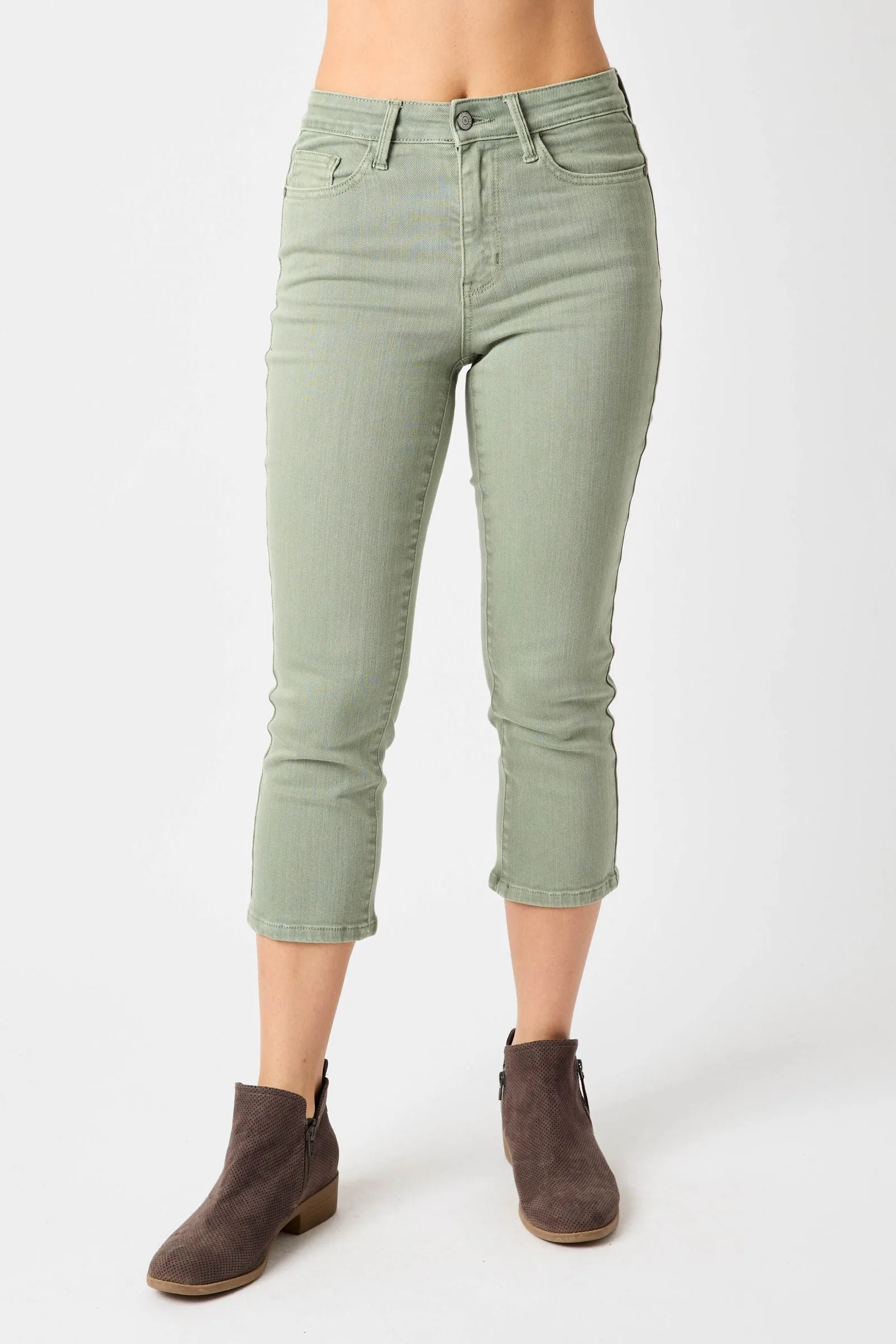 Judy Blue Sage High Rise Garment Dyed Capri