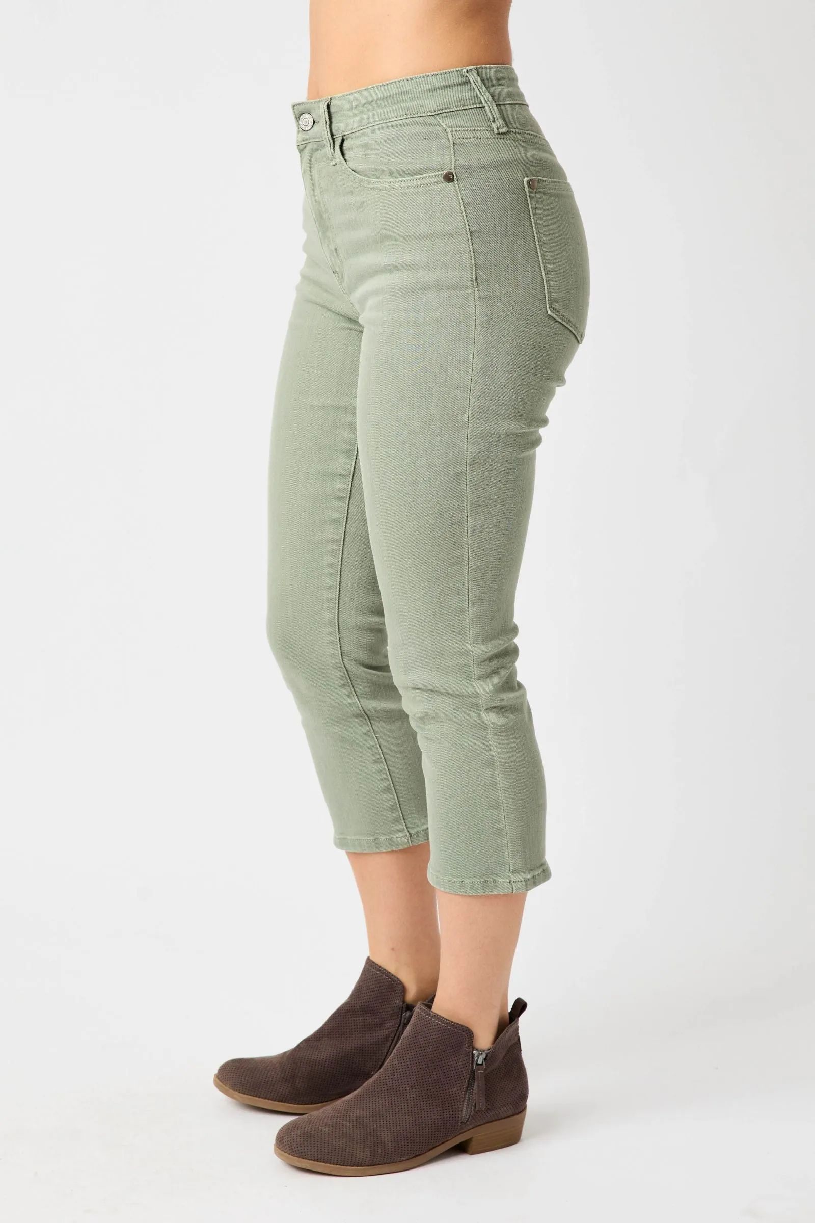 Judy Blue Sage High Rise Garment Dyed Capri