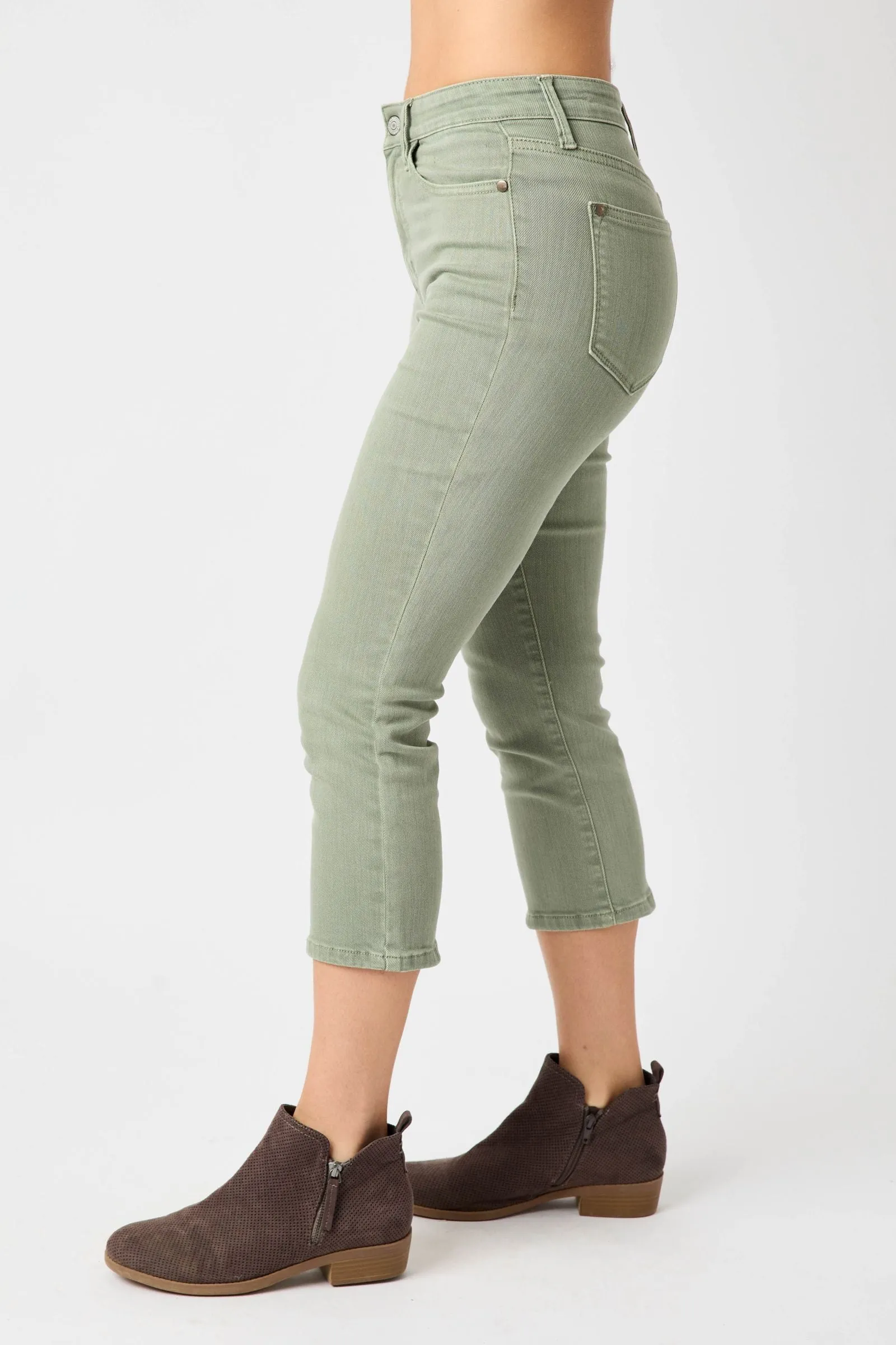 Judy Blue Sage High Rise Garment Dyed Capri