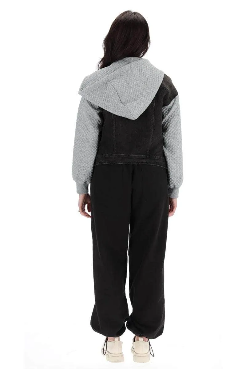 Kendall Quilted Denim Jacket Black