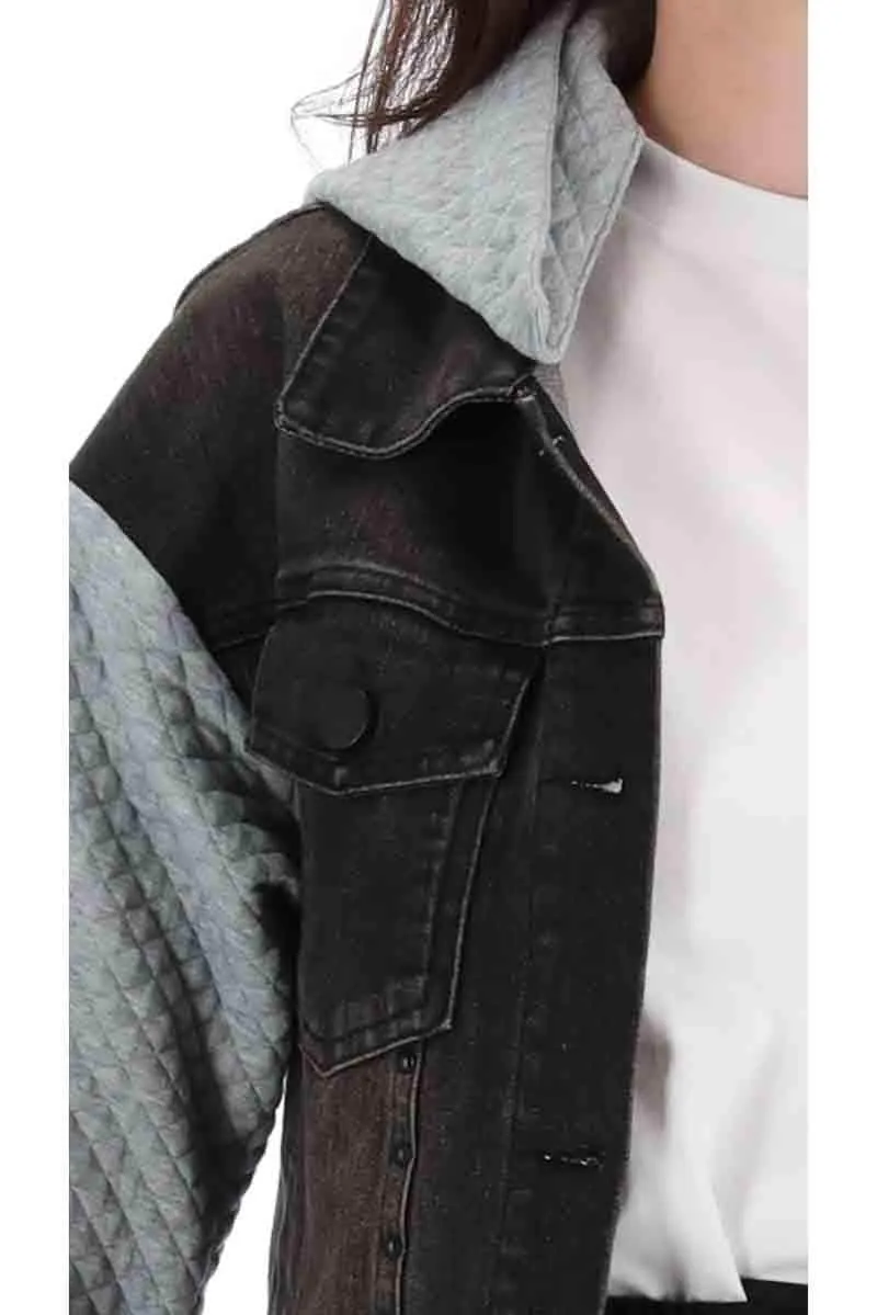 Kendall Quilted Denim Jacket Black