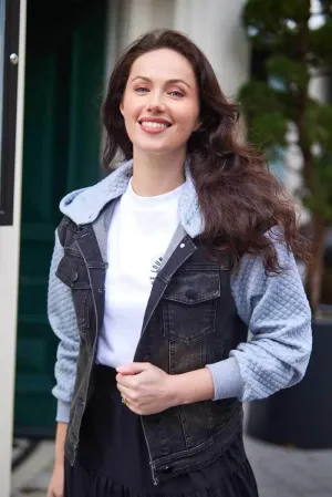 Kendall Quilted Denim Jacket Black
