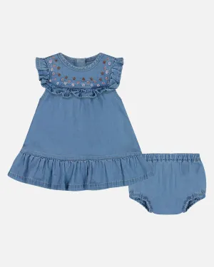 Light Soft Denim Dress And Bloomer Set