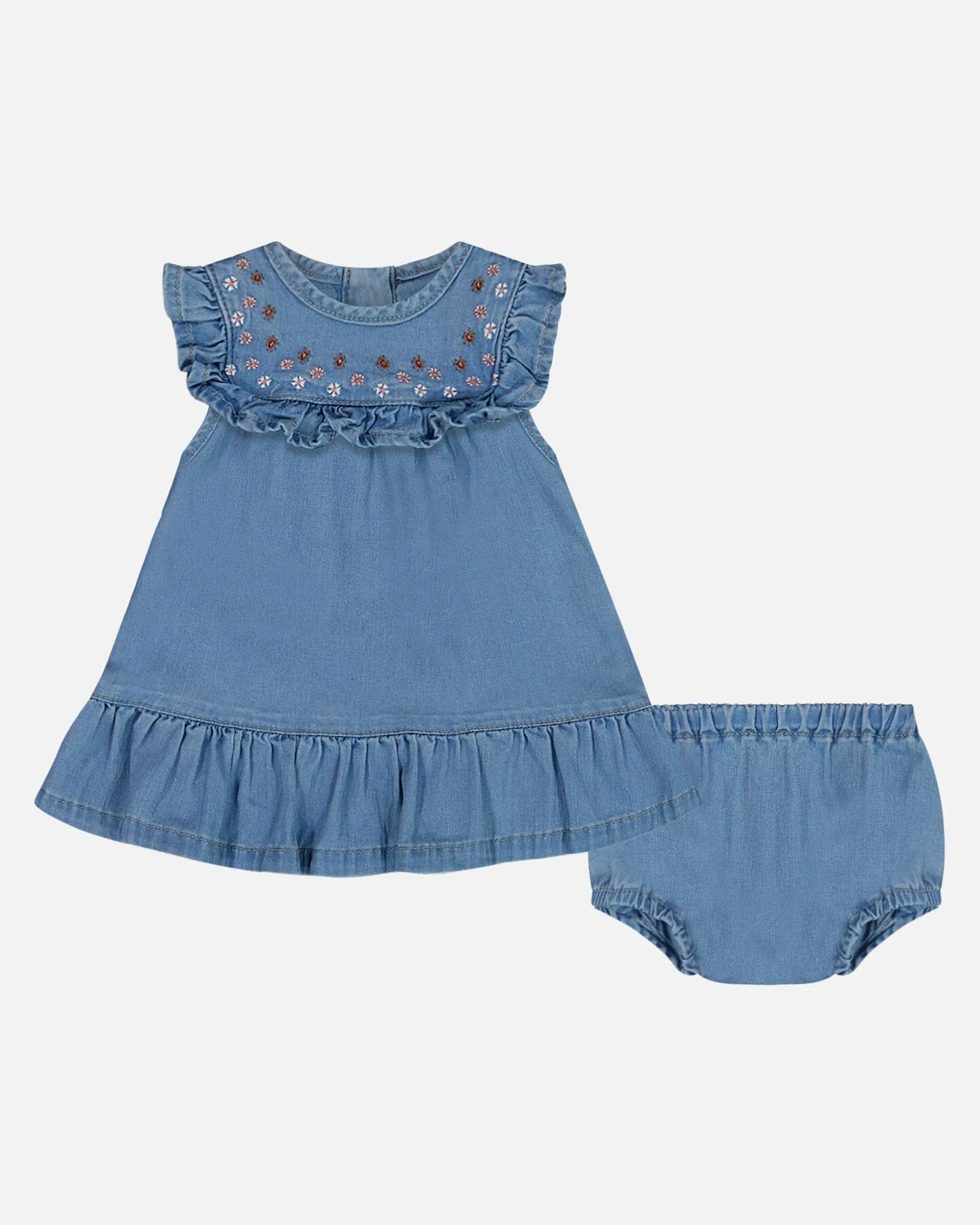 Light Soft Denim Dress And Bloomer Set