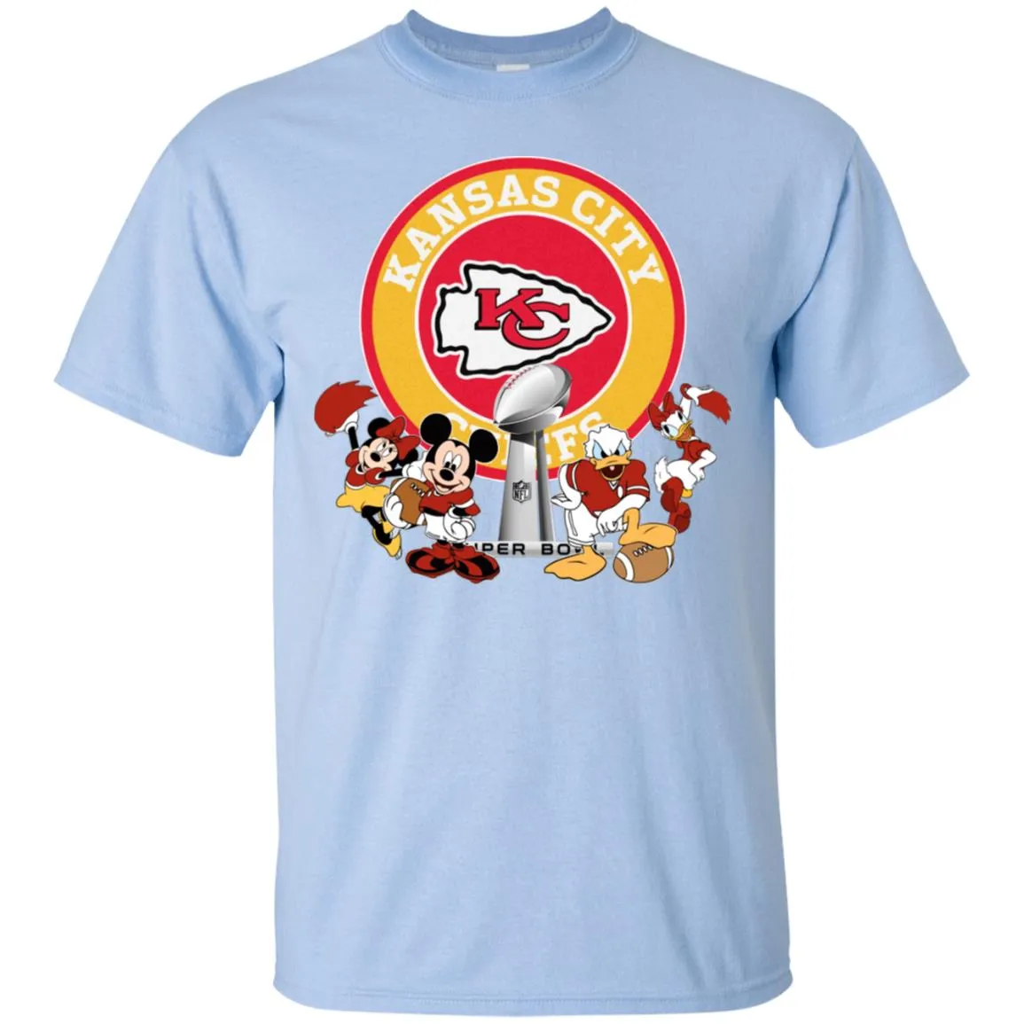 Nfl – Kansas City Chiefs Super Bowl 2019 Mickey Mouse Minnie Mouse Donald Duck Daisy Duck Football Men Cotton T-Shirt
