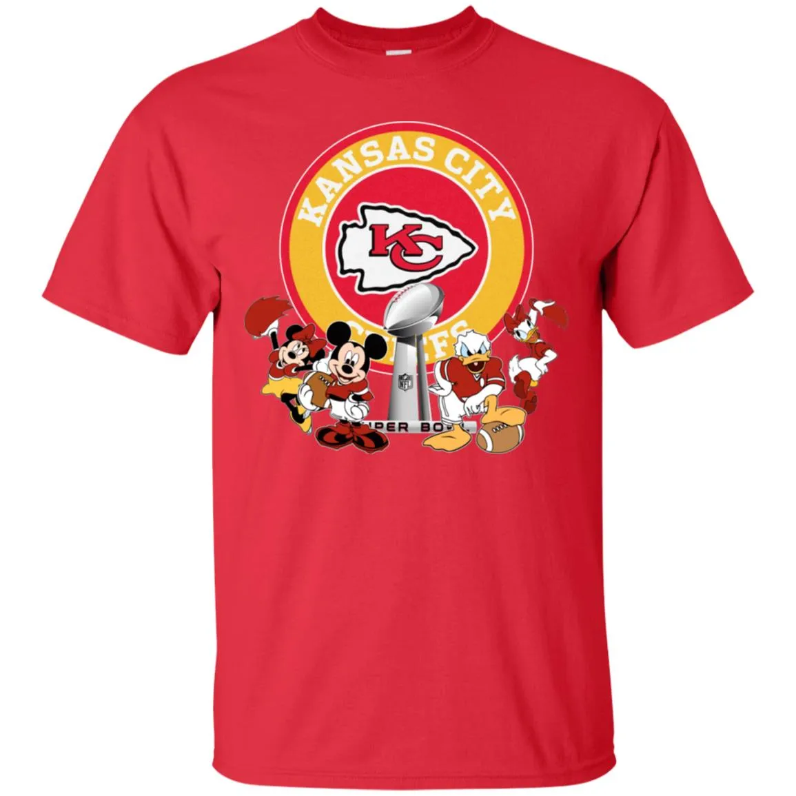 Nfl – Kansas City Chiefs Super Bowl 2019 Mickey Mouse Minnie Mouse Donald Duck Daisy Duck Football Men Cotton T-Shirt