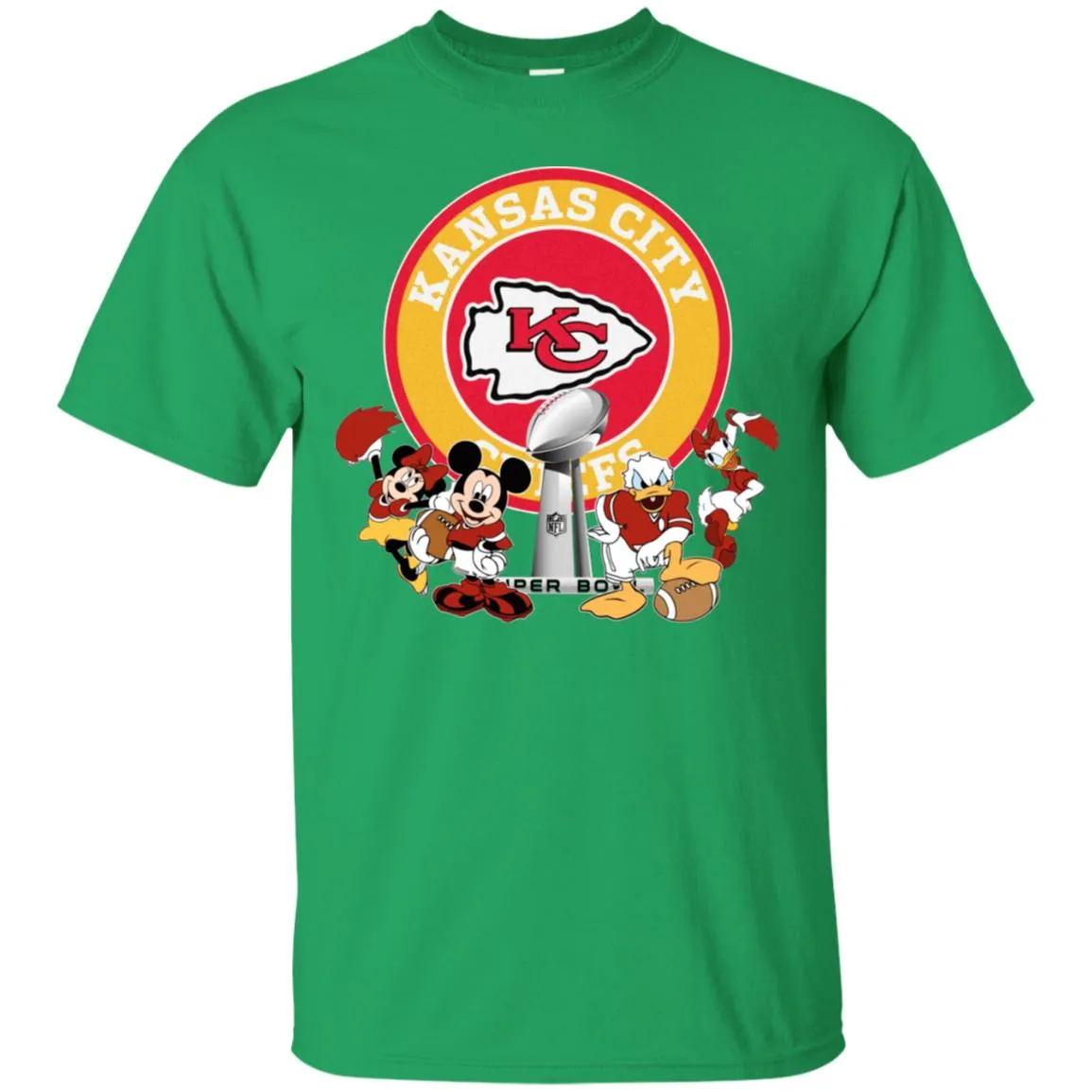 Nfl – Kansas City Chiefs Super Bowl 2019 Mickey Mouse Minnie Mouse Donald Duck Daisy Duck Football Men Cotton T-Shirt