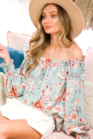 Off Shoulder Floral Blouse