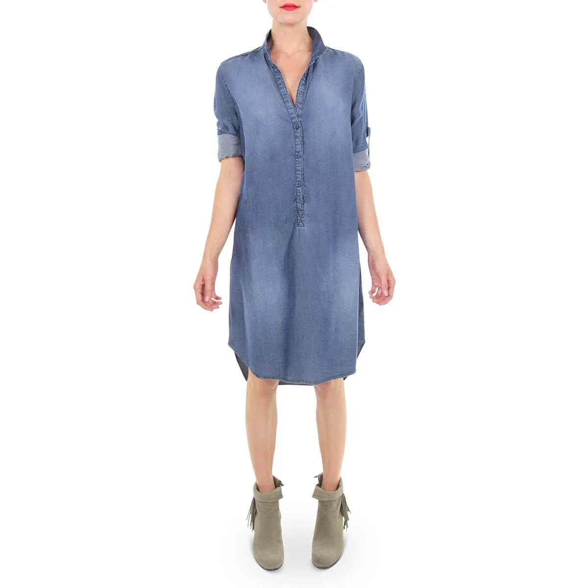 Placket Shirtdress - Dark Vintage Wash