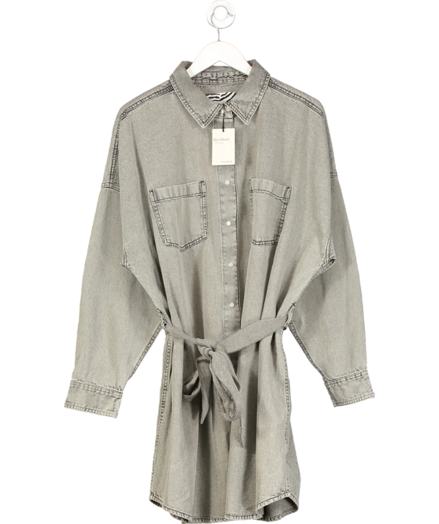 River Island Grey Denim Belted Shirt Dress UK 18