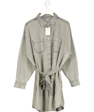 River Island Grey Denim Belted Shirt Dress UK 18