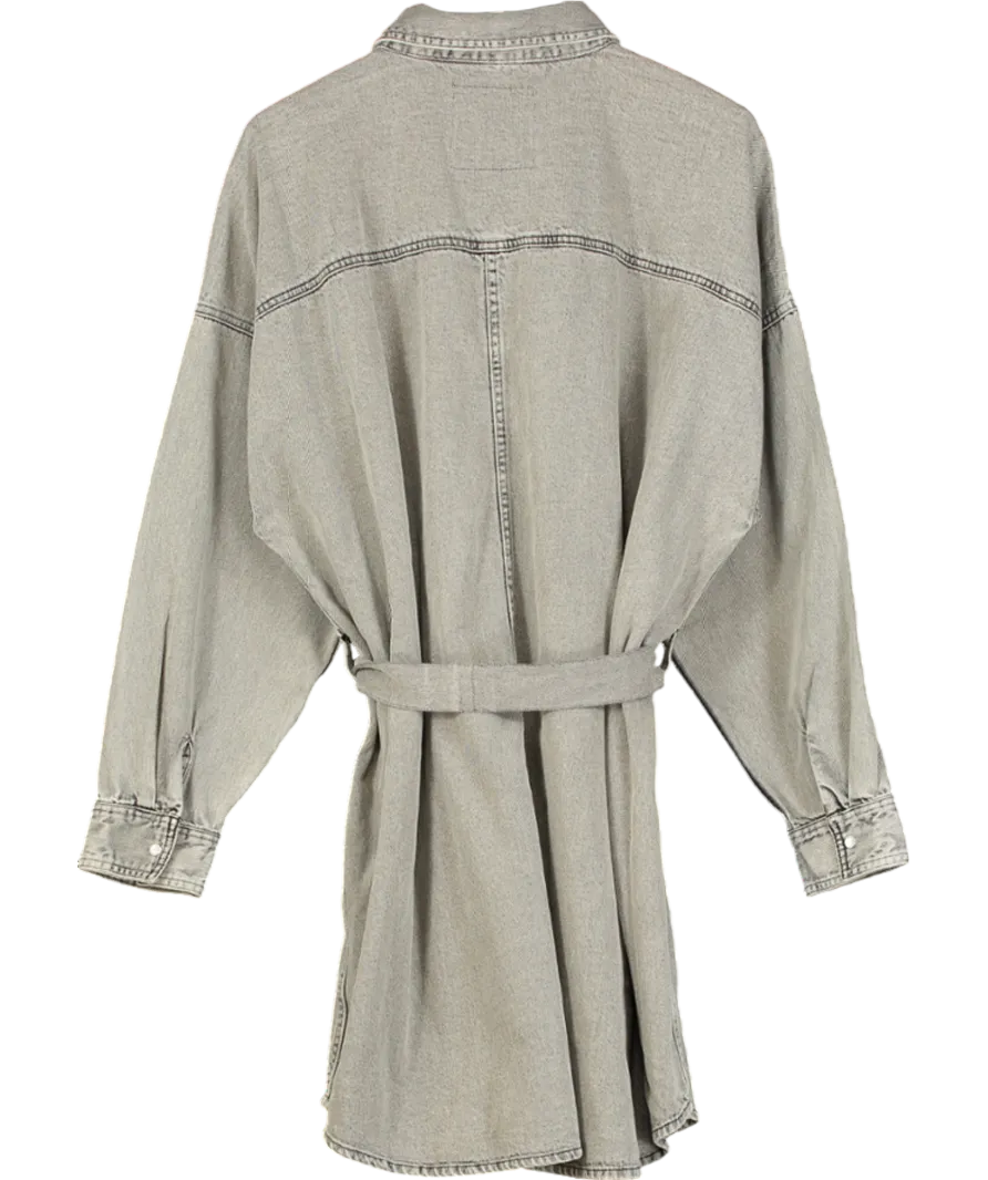 River Island Grey Denim Belted Shirt Dress UK 18