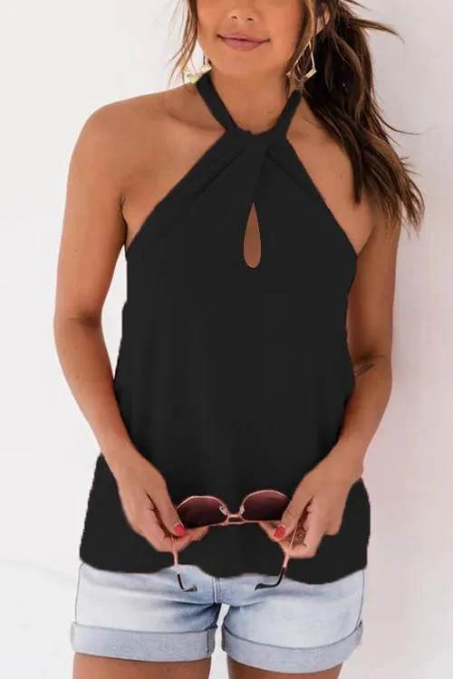 Solid Halter Neck Blouse