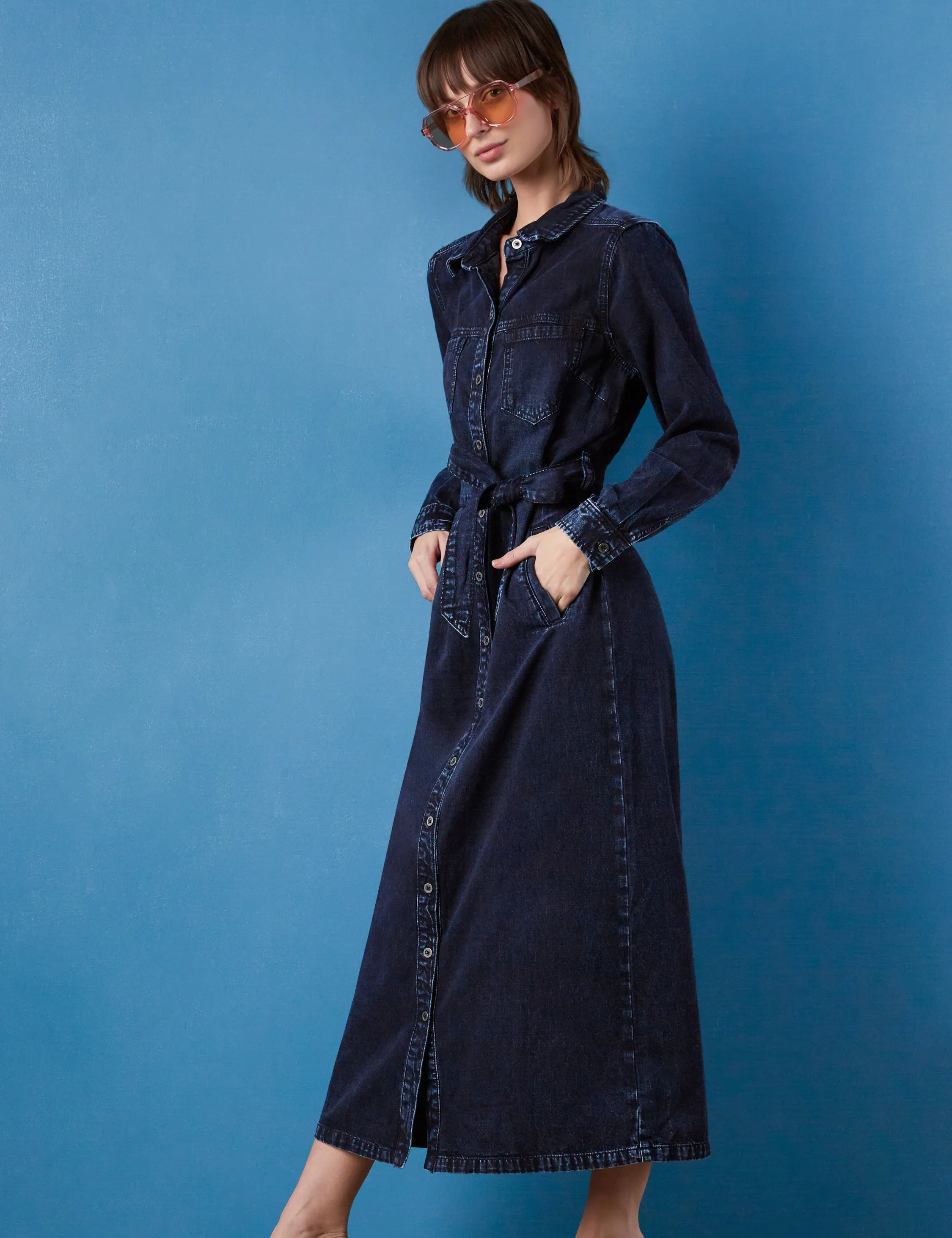 Wash Lab Denim Maxi Shirtdress