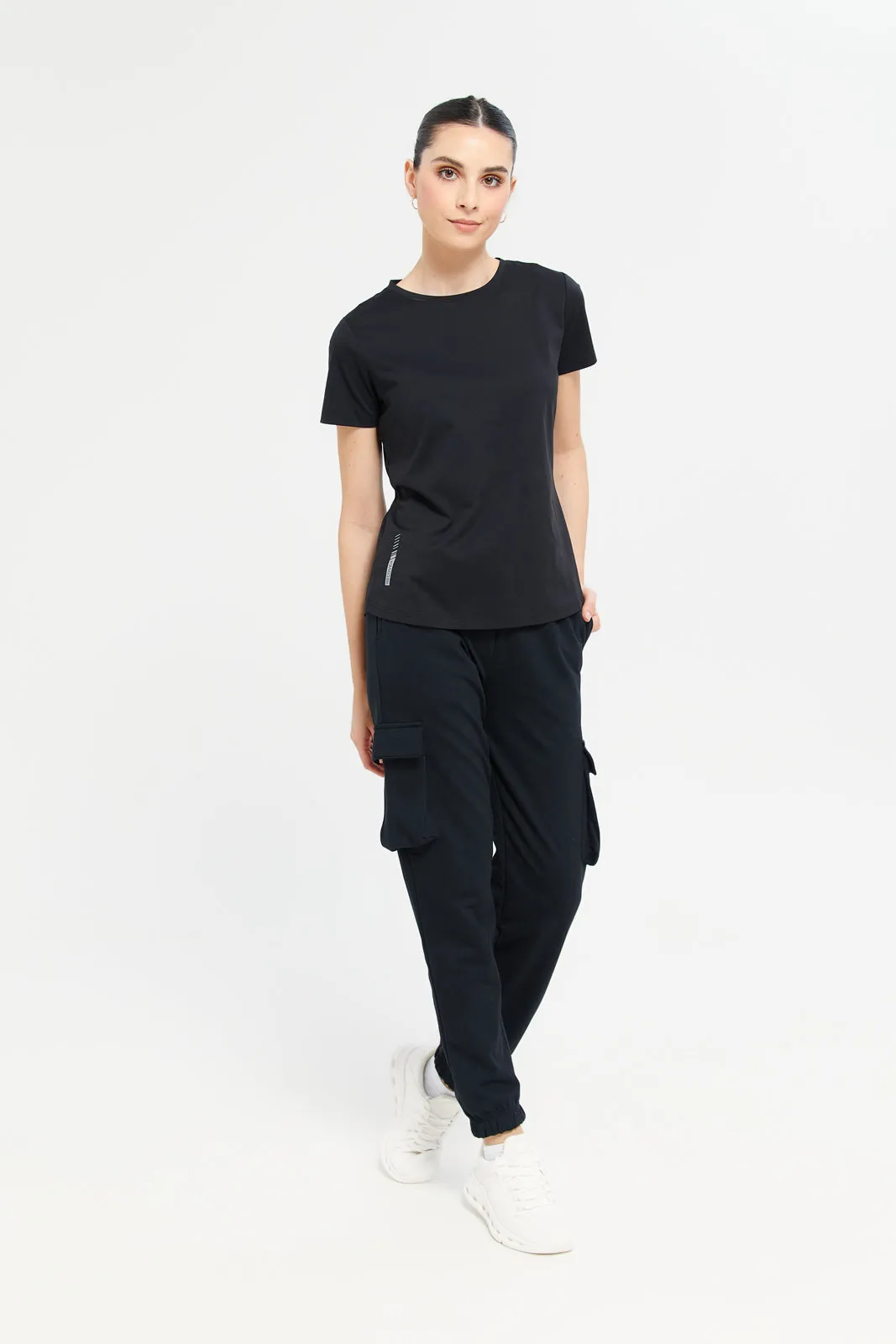Women Black Jogger With Utility Pockets