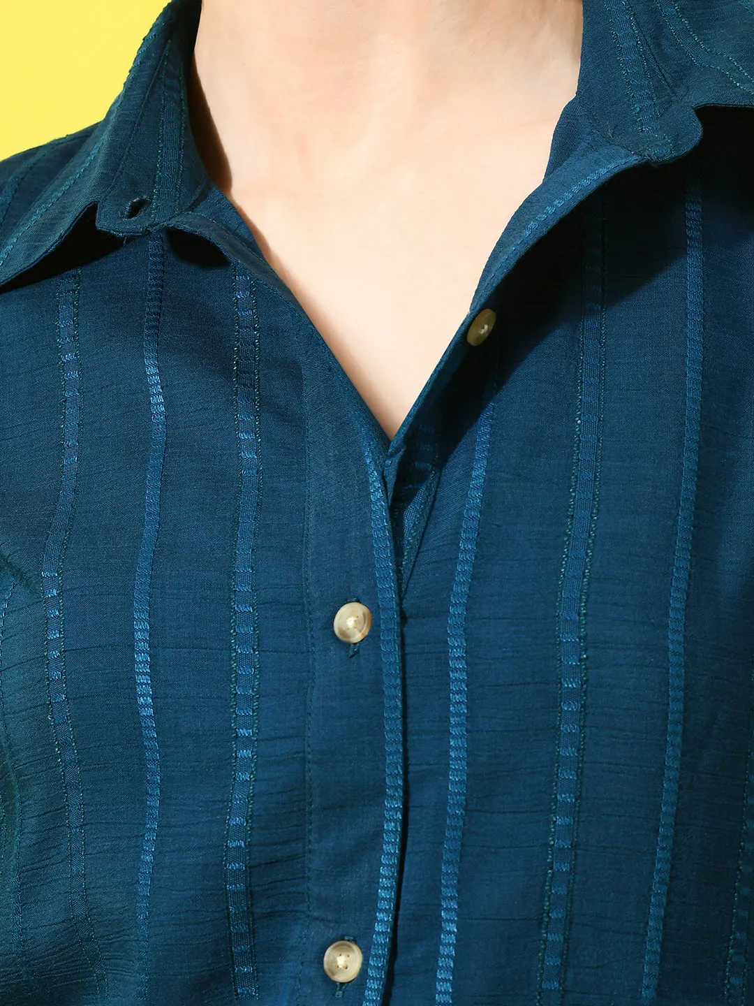 Women's Vertical Striped Blue Shirt